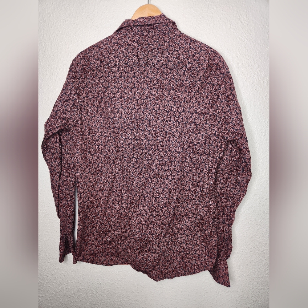 Michael Kors Burgundy & Black Floral Long Sleeved Mens Shirt Size Large - Picture 3 of 7